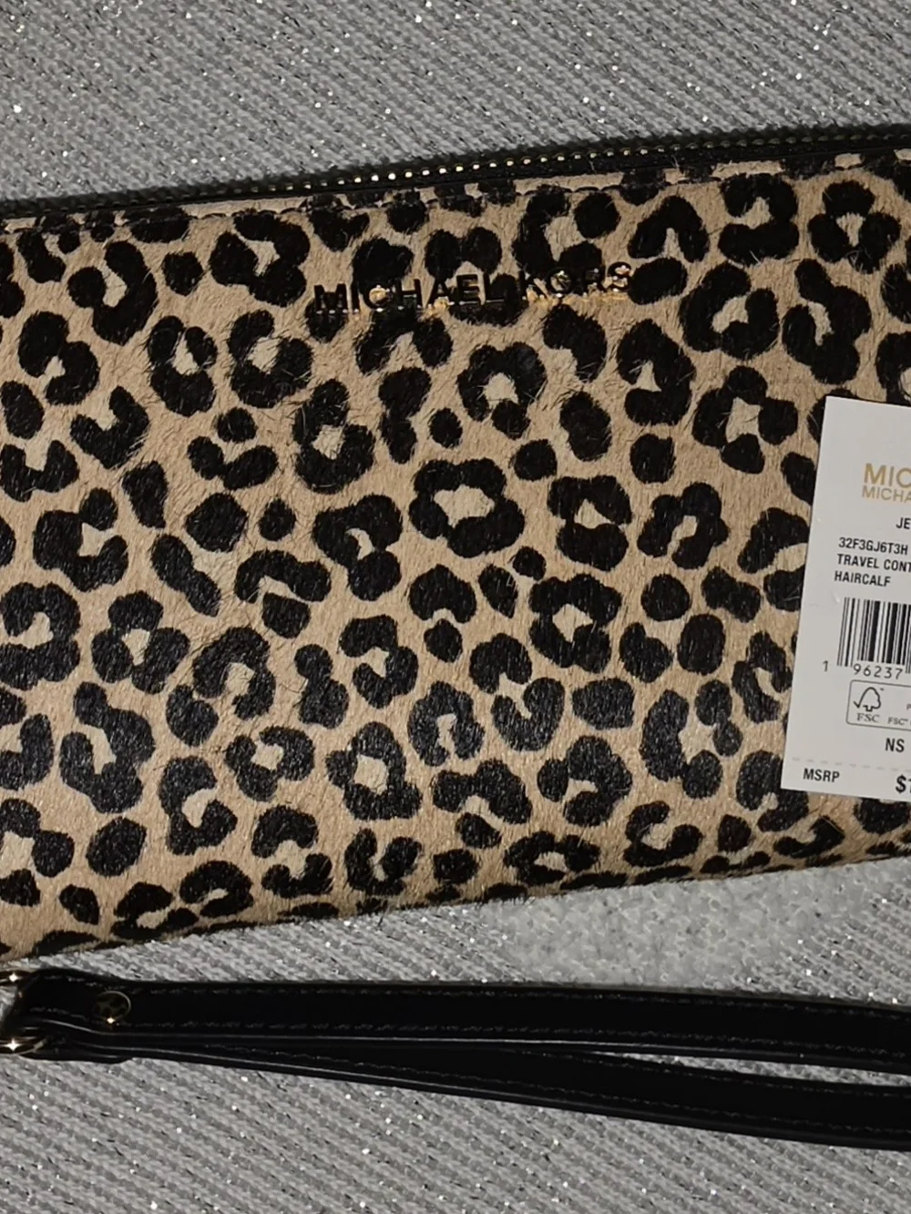 *nwt*Michael Kors Leopard Print Clutch Wallet- Brown/Black